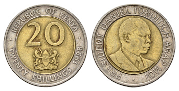 Кения 20 шиллингов 1998 Дэниэл арап Мои KM 32 биметалл 4703-646
