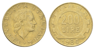 Италия 200 лир 1980 R, шестерня KM 105 алюминиевая бронза 4704-853
