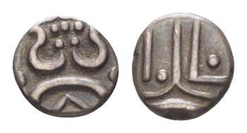 Индия, Траванкор 1 чакрам 1860-1880 KM 21 серебро 417-442