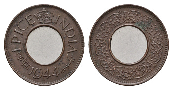 Британская Индия 1 пайс 1944 Георг VI (1936-1952) KM 533 бронза 4687-1114