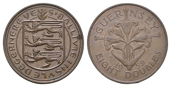 Гернси 8 даблов (дублей) 1959 KM 16 бронза 4607-614