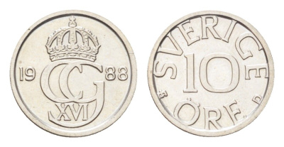 Швеция 10 эре 1988 Карл XVI Густав (1973- ) KM 850 медно-никель UNC 4705-936