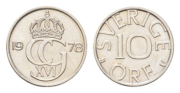 Швеция 10 эре 1978 Карл XVI Густав (1973- ) KM 850 медно-никель UNC 4705-932