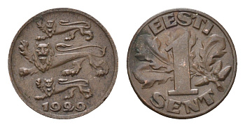 Эстония 1 сент 1929 год-тип KM 10 бронза 29-1116