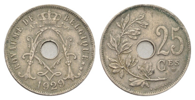 Бельгия 25 сантимов 1929 Belgique, Альберт I (1909-1934) KM 68 медно-никель 4704-1033