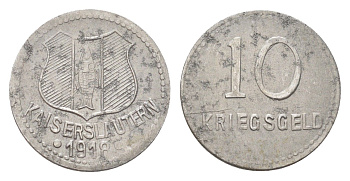 Кайзерслаутерн 10 пфеннигов 1918 Funck 231.7, Men05 12581.13, Men18 15785.13 железо 4708-919