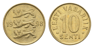Эстония 10 сентов 1998 KM 22 латунь UNC 4689-634
