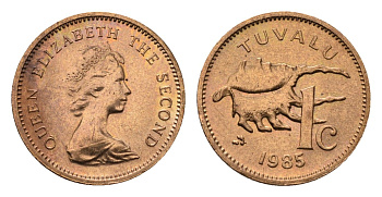 Тувалу 1 цент 1985 KM 1 бронза UNC 4659-119