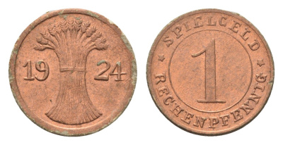 Германия игровой жетон в 1 рентенпфенниг 1924 диаметр 17 мм картон 4702-933