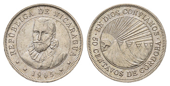 Никарагуа 50 сентаво 1965 год-тип KM 19.2 медно-никель UNC 25-1546