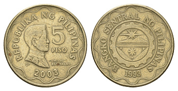 Филиппины 5 писо (песо) 2003 KM 272 никель латунь 4703-537