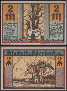 Клодница 2 марки 1921 DeNG 2 707.1-5/8 бумага UNC (пресс) 8595-21-2-2