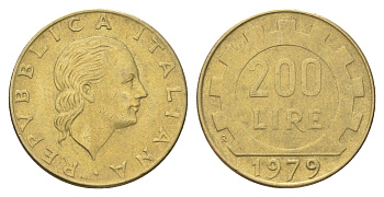 Италия 200 лир 1979 R, шестерня KM 105 алюминиевая бронза 4704-847