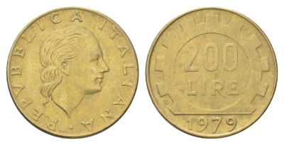 Италия 200 лир 1979 R, шестерня KM 105 алюминиевая бронза 4704-847