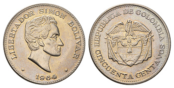 Колумбия 50 сентаво 1964 KM 217 медно-никель UNC 4692-126