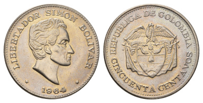 Колумбия 50 сентаво 1964 KM 217 медно-никель UNC 4692-126