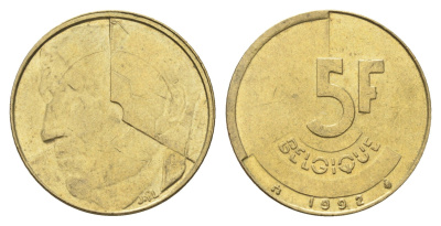 Бельгия 5 франков 1992 Belgique, Бодуэн I (1951-1993) KM 163 медь алюминий никель 4706-233