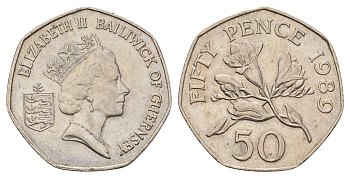Гернси 50 пенсов 1989 KM 45.1 медно-никель 4607-546