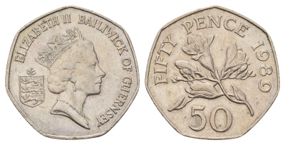 Гернси 50 пенсов 1989 KM 45.1 медно-никель 4607-546