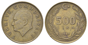 Турция 500 лир 1989 Кемаль Ататюрк KM 989 алюминиевая бронза 4703-913