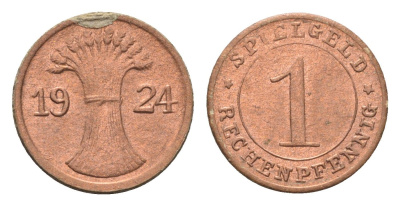 Германия игровой жетон в 1 рентенпфенниг 1924 диаметр 17 мм картон 4702-935