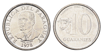 Парагвай 10 гуарани 1978 KM 167 нержавеющая сталь UNC 4705-423