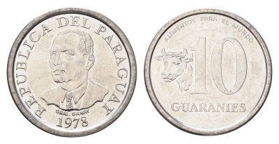 Парагвай 10 гуарани 1978 KM 167 нержавеющая сталь UNC 4705-423