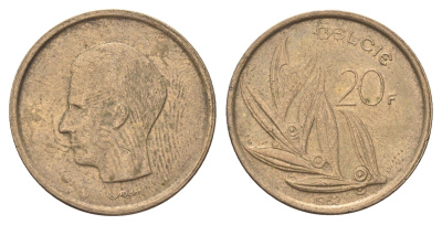Бельгия 20 франков 1982 Belgie, Бодуэн I (1951-1993) KM 160 никель латунь 4706-111