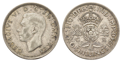 Великобритания 1 флорин = 2 шиллинга 1940 Георг VI (1936-1952) KM 855, Spink 4081 серебро 60-1144