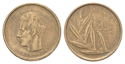 Бельгия 20 франков 1980 Belgie, Бодуэн I (1951-1993) KM 160 никель латунь 4704-1242