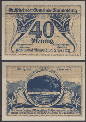 Рупольдинг 40 пфеннигов ND (1921) бумага UNC (пресс) 2193-49-2-2