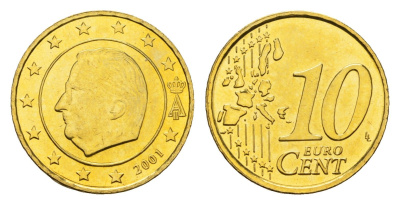 Бельгия 10 евроцентов 2001 Альберт II (1993-2013) KM 227 нордик UNC 4685-215