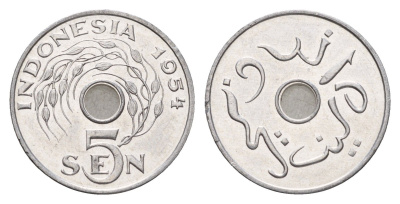 Индонезия 5 сенов 1954 KM 5 алюминий UNC 3459-1226