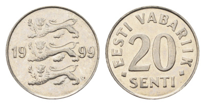 Эстония 20 сентов 1999 KM 23a сталь плакированная никелем UNC 4689-721