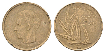 Бельгия 20 франков 1992 Belgique, Бодуэн I (1951-1993) KM 159 никель латунь 4704-1232