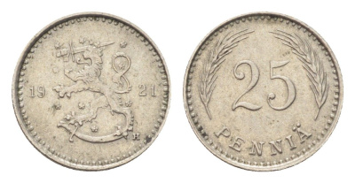 Финляндия 25 пенни 1921 KM 25 медно-никель 4705-667