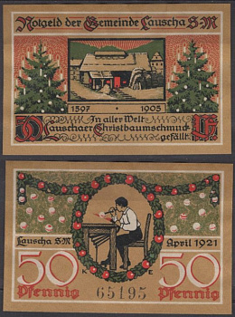 Лауша 50 пфеннигов 1921 Grabowski 777.1b бумага aUNC 8601-3-2-1