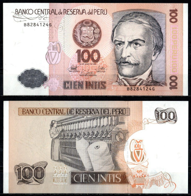 Перу 100 инти 1987 Pick 133 бумага UNC (пресс) 6294-35-4-2