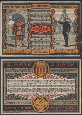 Линген 2 марки 1922 DeNG 2 803.4 бумага UNC (пресс) 8608-31-2-1