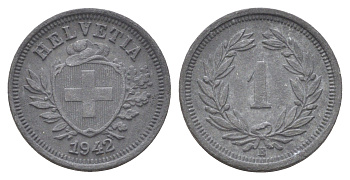 Швейцария 1 раппен 1942 B KM 3a цинк 4708-1041