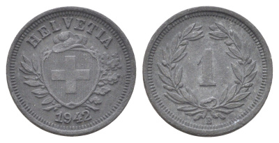 Швейцария 1 раппен 1942 B KM 3a цинк 4708-1041