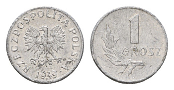 Польша 1 грош 1949 Y 39 алюминий 4702-447