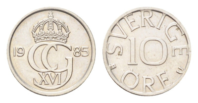 Швеция 10 эре 1985 Карл XVI Густав (1973- ) KM 850 медно-никель UNC 4705-933