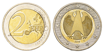 Германия 2 евро 2016 A KM 258 биметалл UNC 4693-215