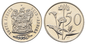 ЮАР 50 центов 1984 Зантедеския Эллиота (калла), герб KM 87 никель PROOF 1525-1445