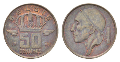 Бельгия 50 сантимов 1994 Belgie, Бодуэн I (1951-1993) KM 149 бронза 4705-317