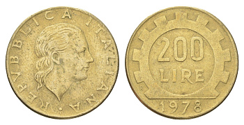 Италия 200 лир 1978 R, шестерня KM 105 алюминиевая бронза 4704-821