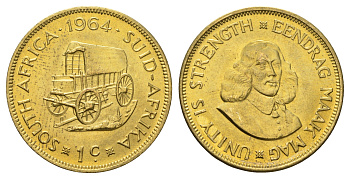 ЮАР 1 цент 1964 Ян ван Рибек KM 57 латунь UNC 4531-232
