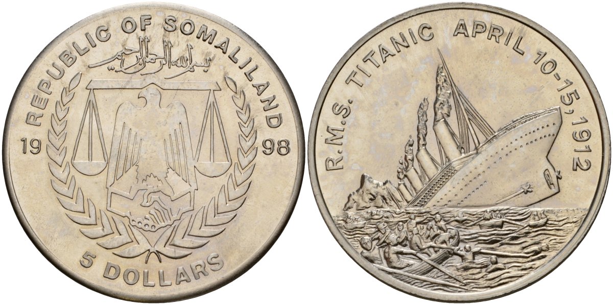 1998 долларов в рублях. Монета банка Сомалиленда. Монеты Сомалиленд 10 доллар. Кирибати 2 доллара, 1998 Титаник. 5 Долларов 2000 Сомалиленд.