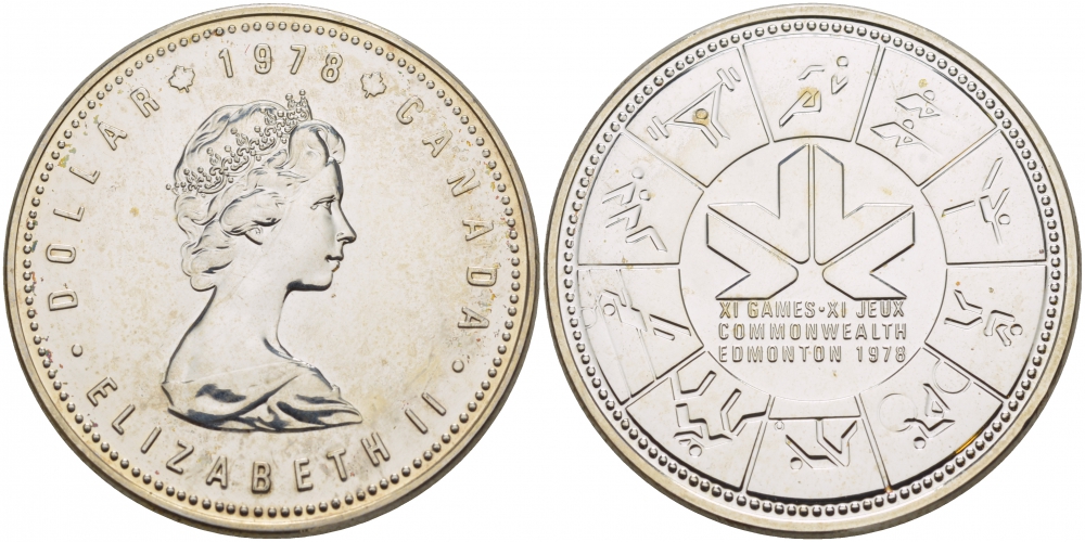 21 78. 1989 Игры Содружества 1 доллар серебро. Elizabeth II 1993.